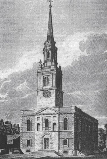 The new church of St James, Clerkenwell, drawn in 1806