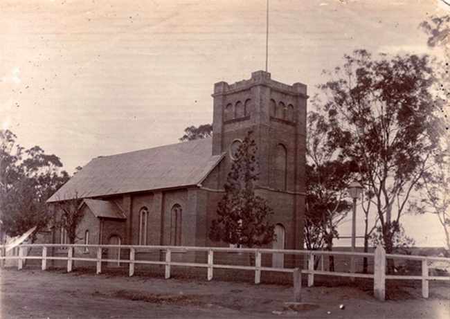 Old photo of St Peter's Church at Campbelltown where Cecilia Sophia Rutter married Michael Hindmarsh in August 1826